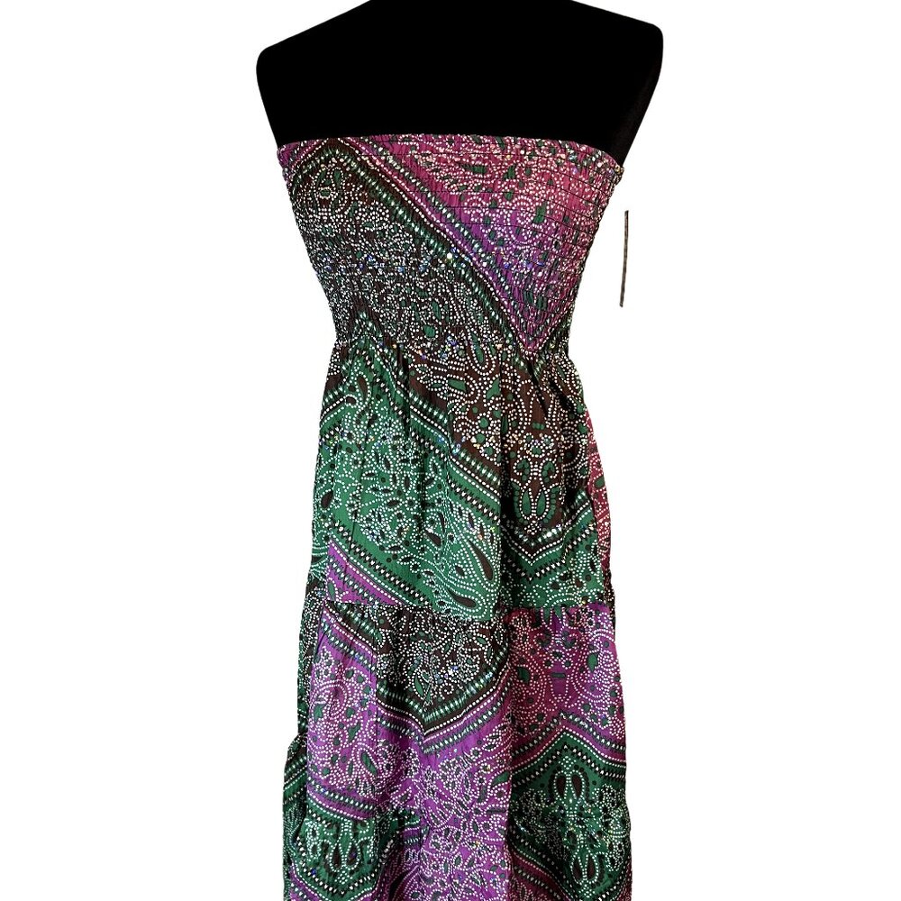 Ingear Sparkly Strapless Stretch Beach Party Summer Sun Dress NWT Size Large